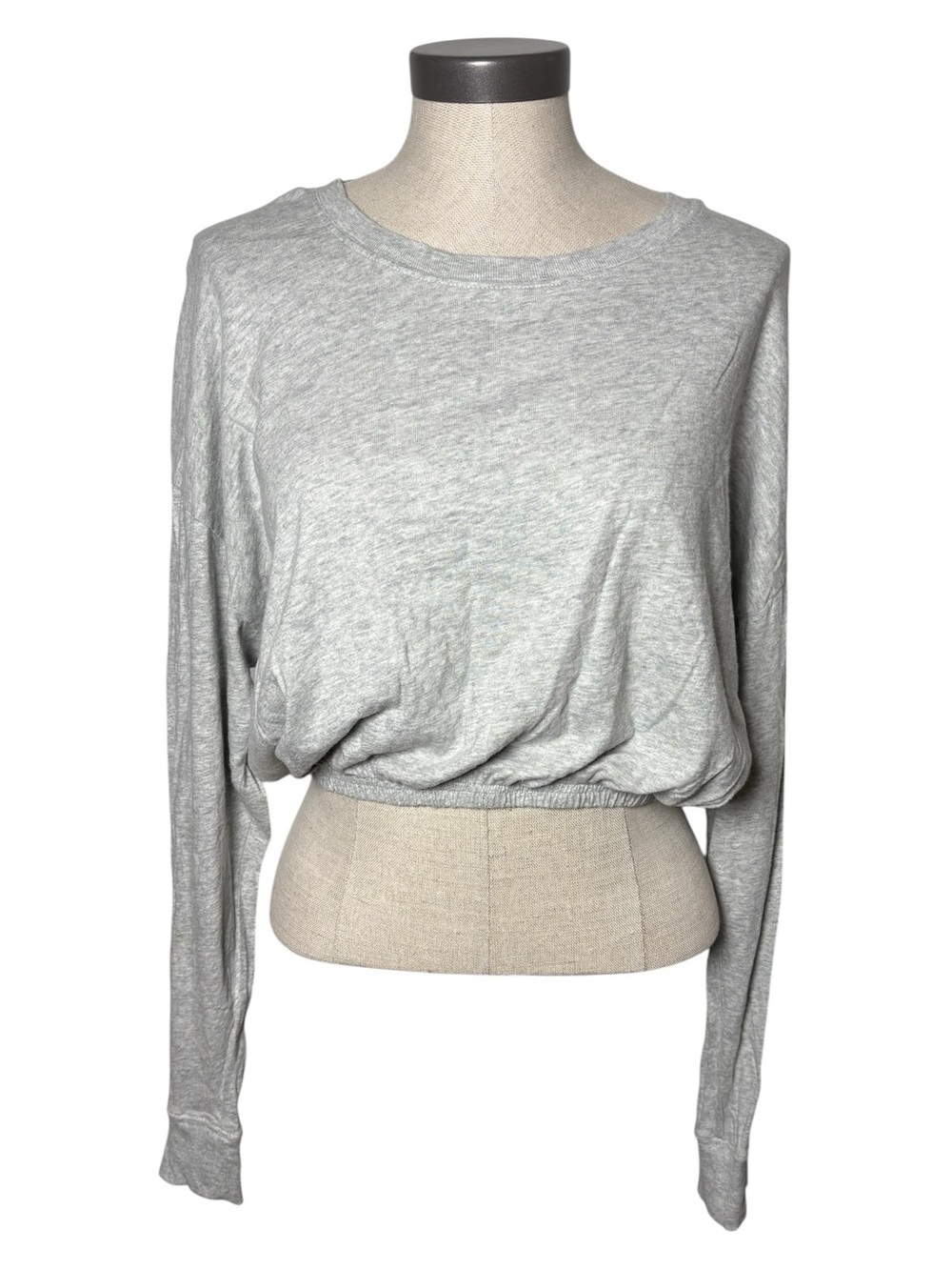 Aerie OFFLINE Gray Cropped Long Sleeve Tee Medium 100% Cotton Athleisure